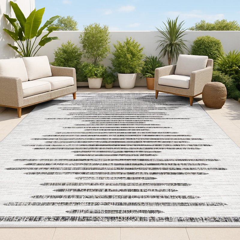 Tapis ivoire / noir Exmore, Rectangle 3 pi 1 po x 5 pi
