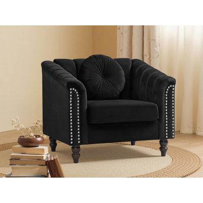 37" Upholstered Classic Chesterfield Chair