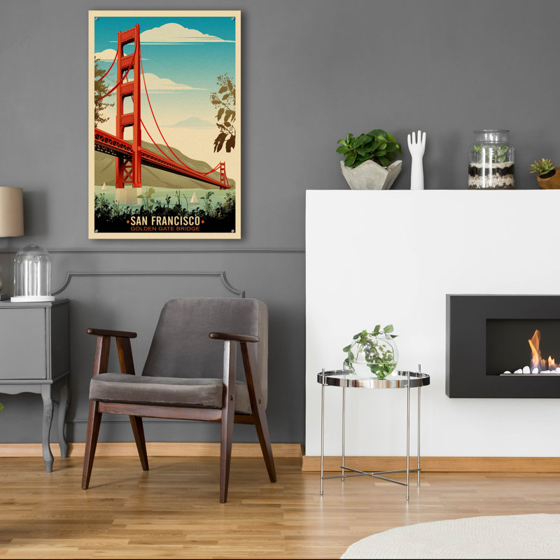 «Golden Gate Bridge Day Break» par Old Red Truck, art mural en verre acrylique, H 36 po x l 24 po x P 0,2 po