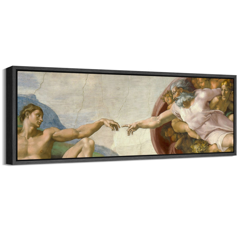 La création d'Adam par Michel-Ange, art moderne, H 20 po x l 60 po, Noir, noir, noir, noir