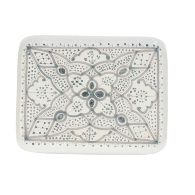 Plateau en céramique Thira, H 1 po x l 9,5 po x P 8,2 po, gris