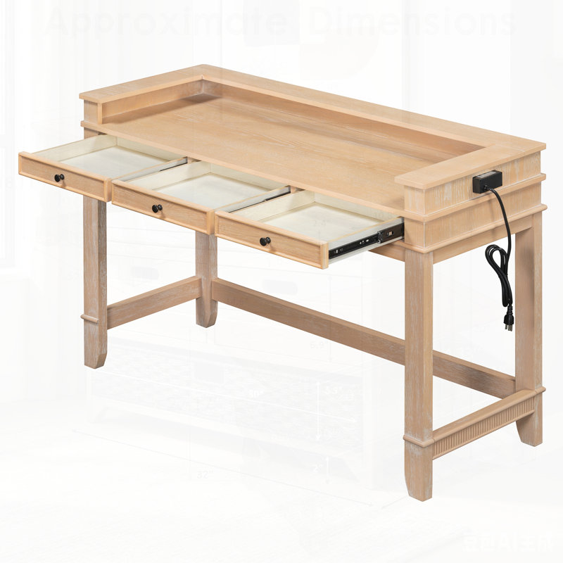 Ensemble de table de salle à manger 4 pièces avec 3 tiroirs de rangement rétro, idéal pour les petits espaces et une organisation efficace