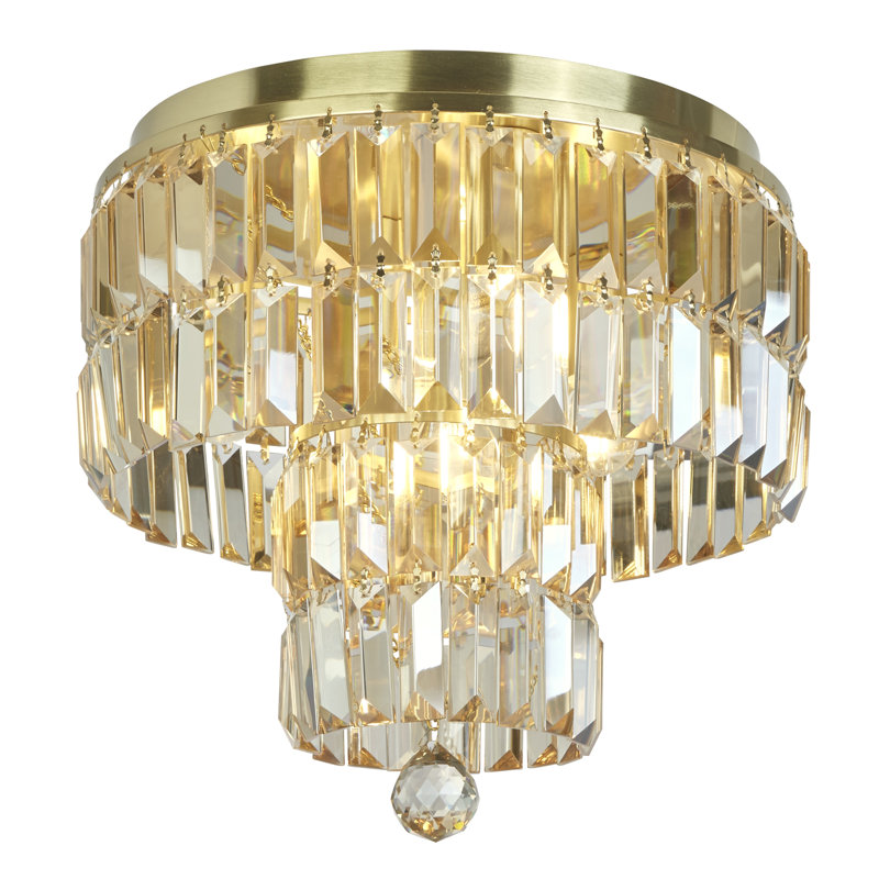 Oppice Glass Flush Mount, Satin Brass