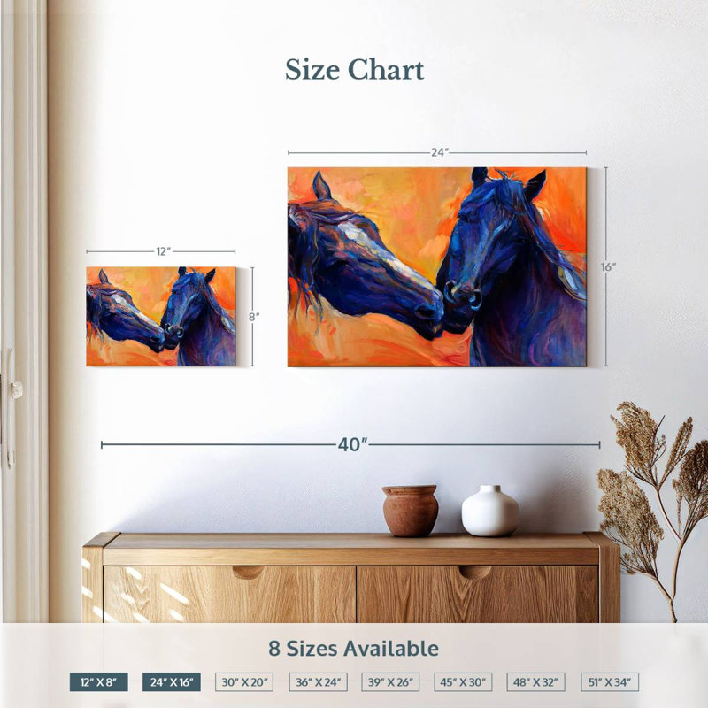 Brampt Blue Horses, 16" H x 24" W