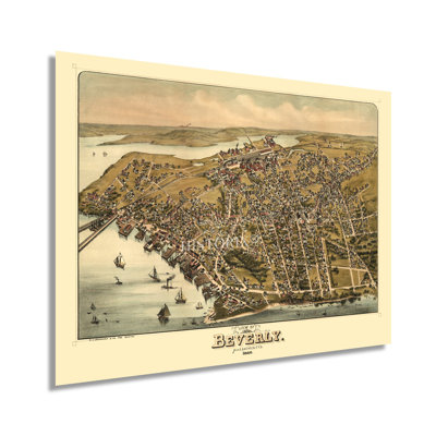 1886 Beverly Massachusetts, carte sur papier