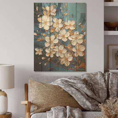 Golden Plumeria Radiance Flowers - Plumeria Wood Art On Natural Pine Wood