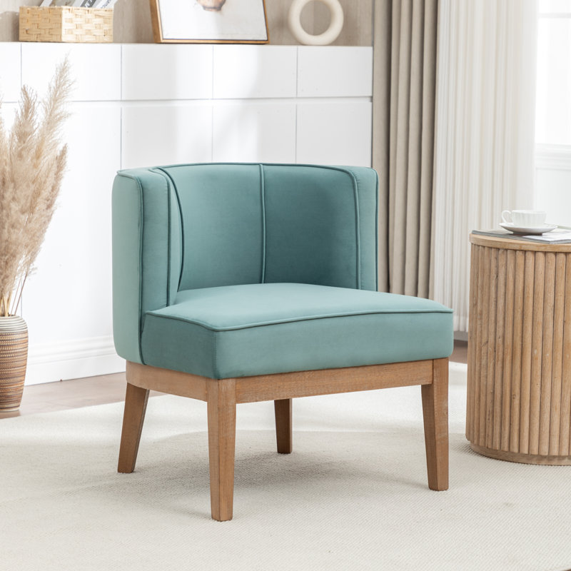 Karoll Upholstered Barrel Chair, Blue Velvet, 1
