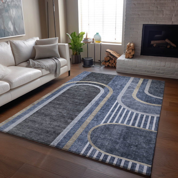Premium Machine Washable Cerrito AMF532 Navy Rug