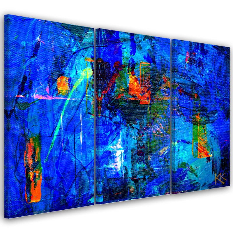 Hand-Packed in Blue 3 Piece Wall Art Set on Canvas