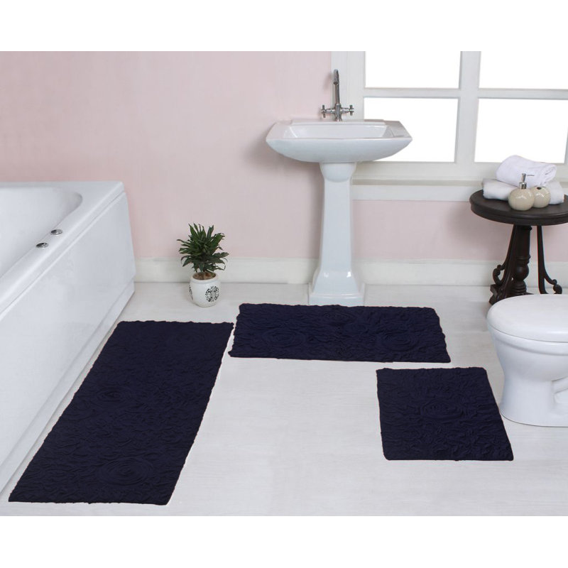 Tapis de bain 100% coton Schoenberger (ensemble de 3), Marine