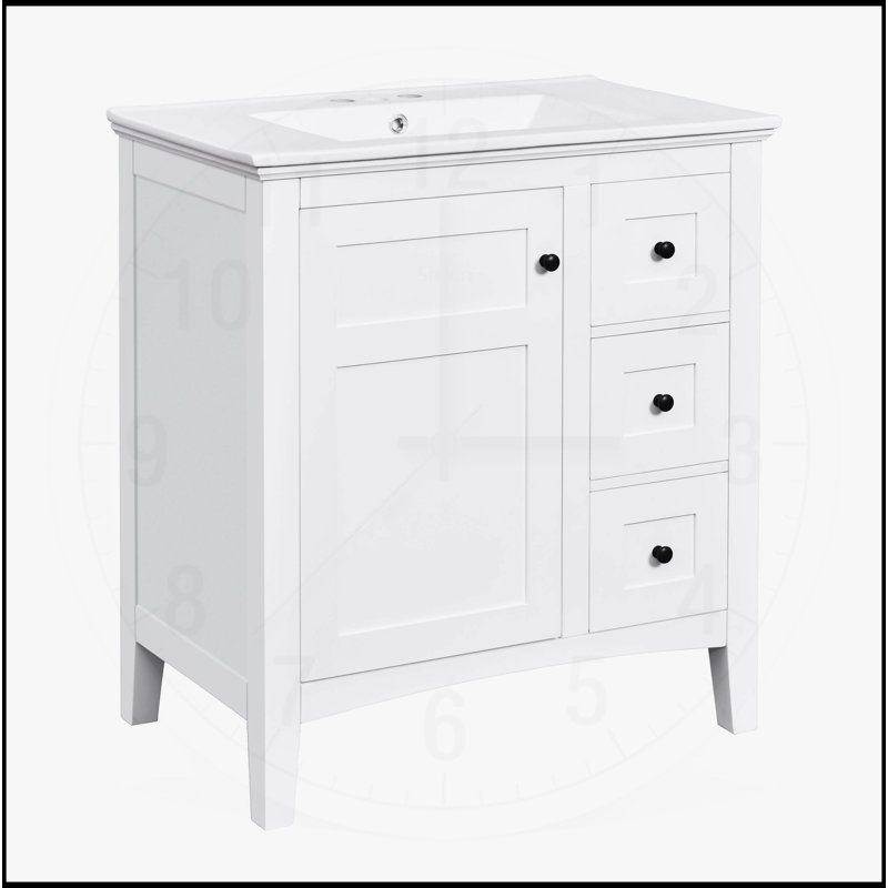 Meuble-lavabo 30 po avec lavabo en céramique, Blanc