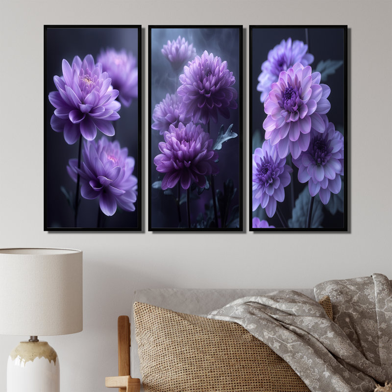 Emblème mauve et gris mauve - Collection d'impressions sur toile mamans, H 28 po x l 36 po, Noir