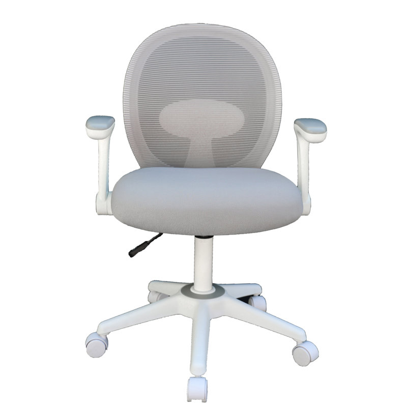 Grey Mesh and Fabric Task Chair with Adjustable Arms