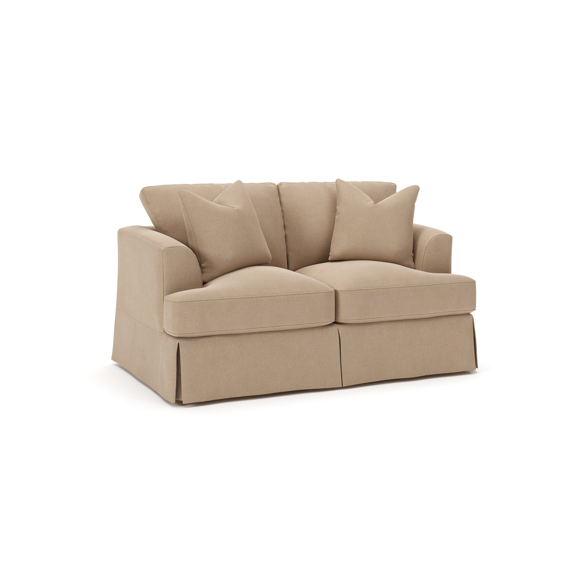 Lucia 65.5" Recessed Arm Slipcovered Loveseat, Bella Toast Performance Velvet