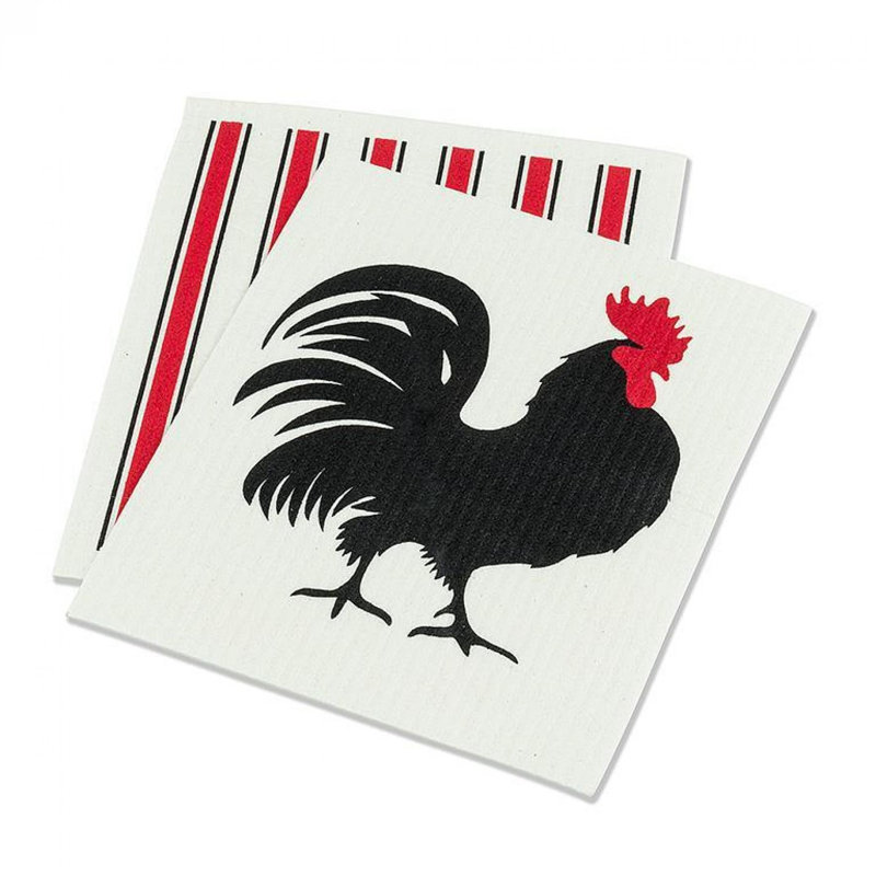 Ensemble de 2 débarbouillettes coq et rayures