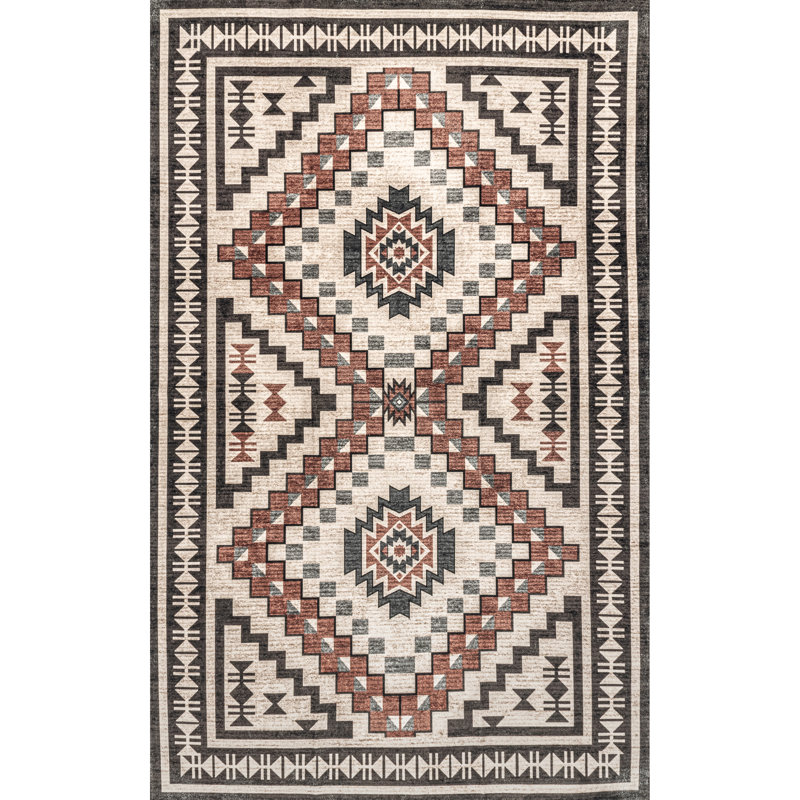 Leighton SpinClean Machine Washable Southwestern Medallion Area Rug, Rectangle 9' x 12'