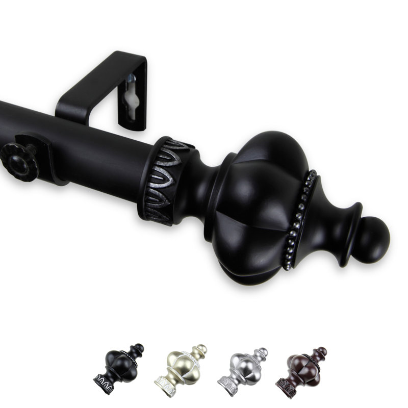 Tringle à rideaux simple Baney, Noir, De 28 po à 48 po de largeur