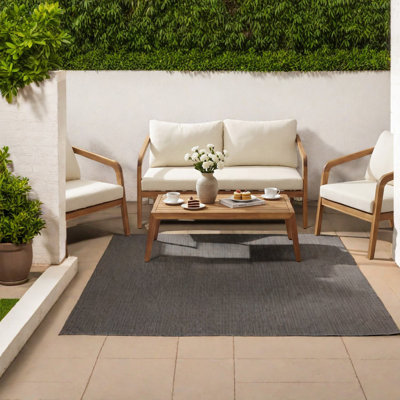 Ensembles de salle à manger de patio moderne, table de causeuse en bois d'acacia pour petits espaces