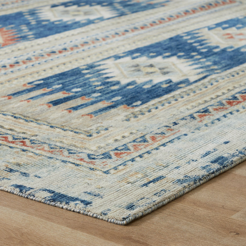 Sundance Mesa Canyon Ikat Blue Wool Hand Crafted Area Rug, Rectangle 9'9" x 12'6"
