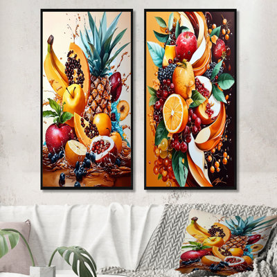 Fruits Explosion Kitchen Dreams I - Traditional Food 2 Piece Wall Decor