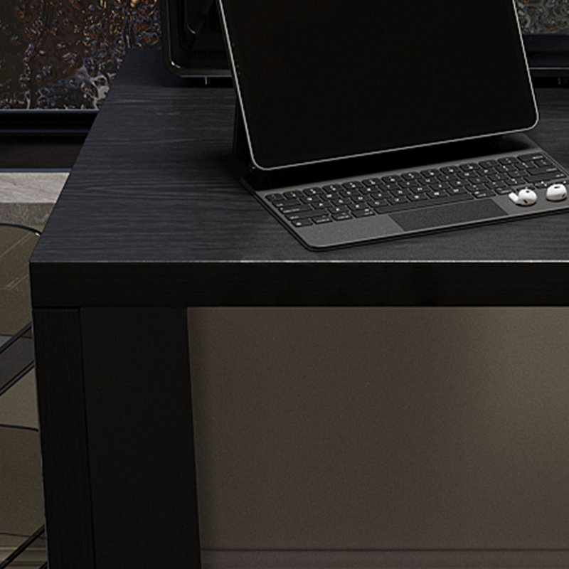 Black Rectangular Solid Wood desk, 29.53" H x 55.12" W x 55.12" D
