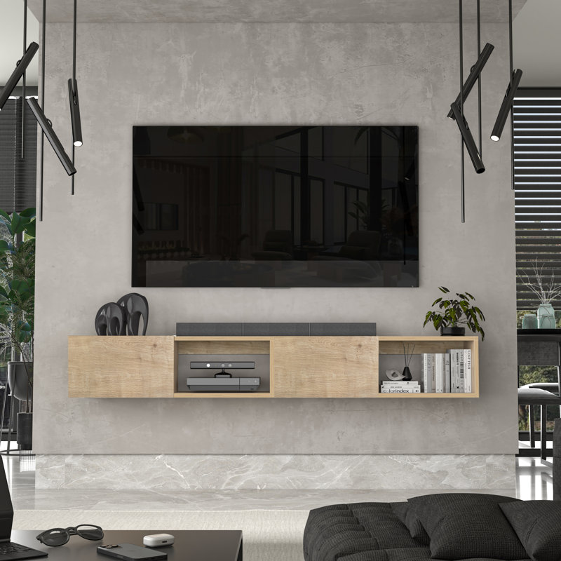 Meuble télé flottant Multi Design, Bois naturel