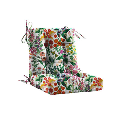 All Weather Outdoor Chair Cushions, 40X20x4 Inches Water-Resistant Fade-Resistant Patio Seat Pads With Straps, 100% Polyester Non-Removable Cover, High Resilience For Deck, Poolside, Balcony Chairs,Floral