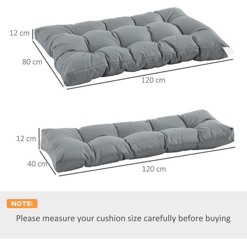 2 Piece Garden Seat/Back Pallet Cushion Set, Grey Polyester