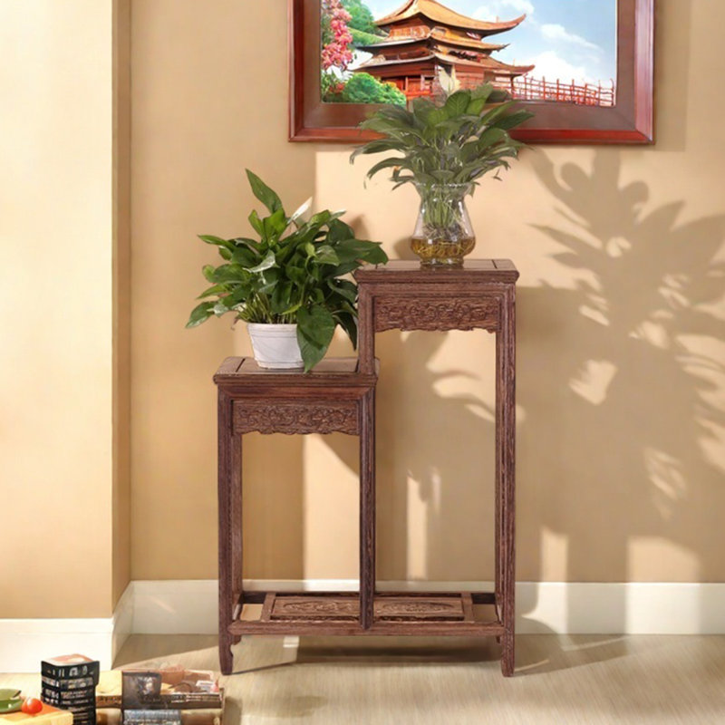 Flower frame solid wood high and low layer bonsai