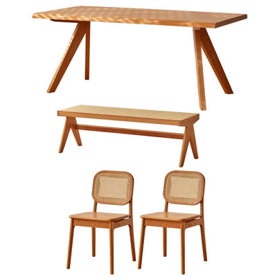 Simple Creative Solid Wood Cherry Wood Table Set
