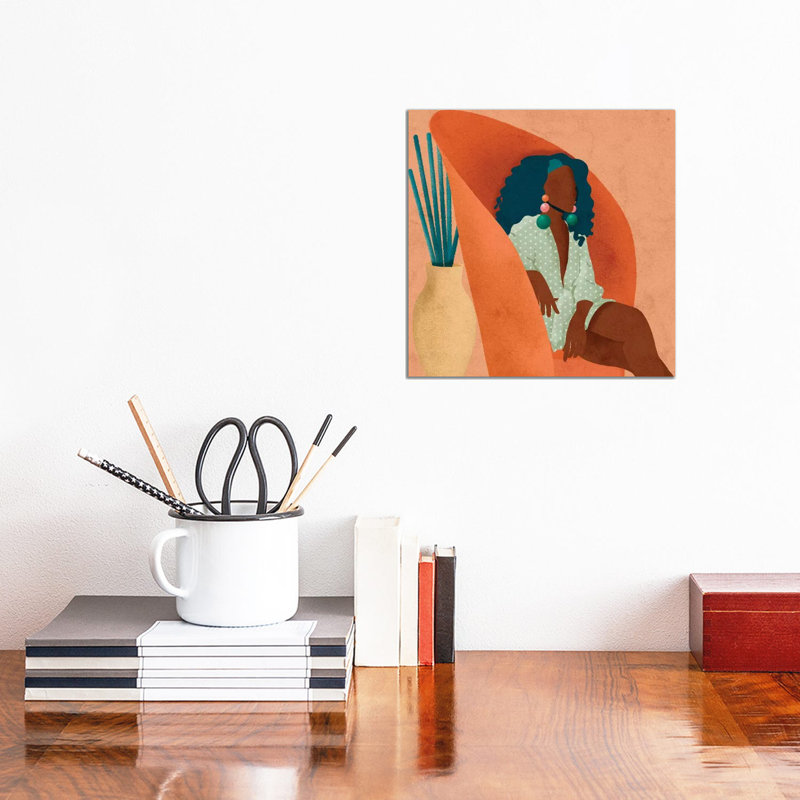 « Lee » par Reyna Noriega-impression, H 12 po x l 12 po x P 1,5 po, Toile blanche encadrée, Pas de tapis