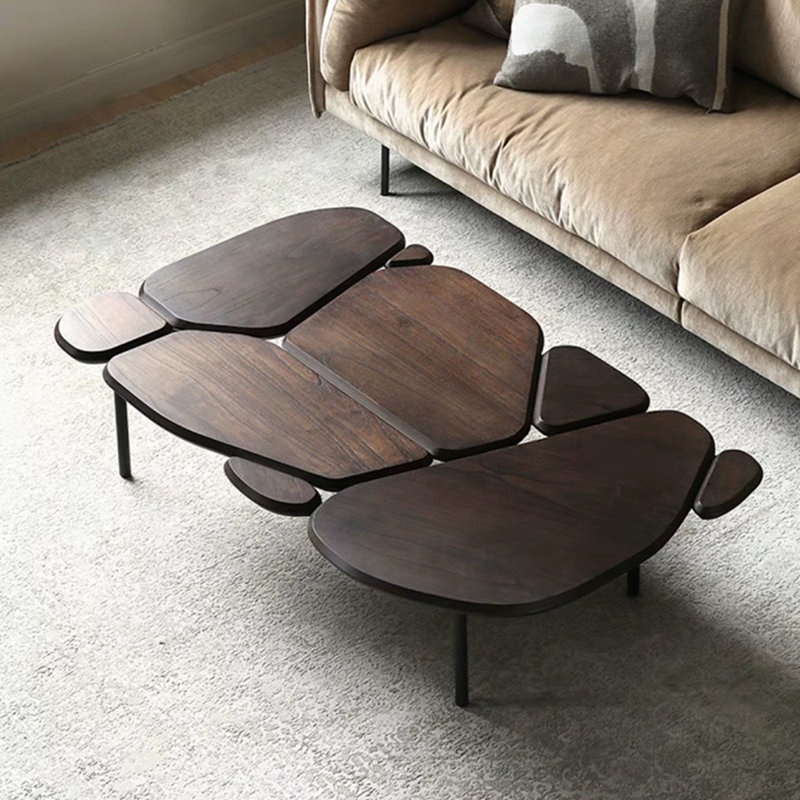 Luxury-retro walnut-colored coffee table, 15.74" H x 47.24" L x 27.55" W