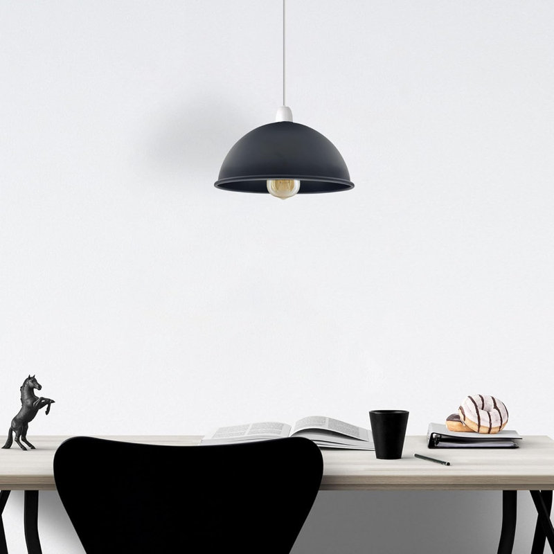 5.51 in. H Metal Drum Pendant Shade, 2, Black