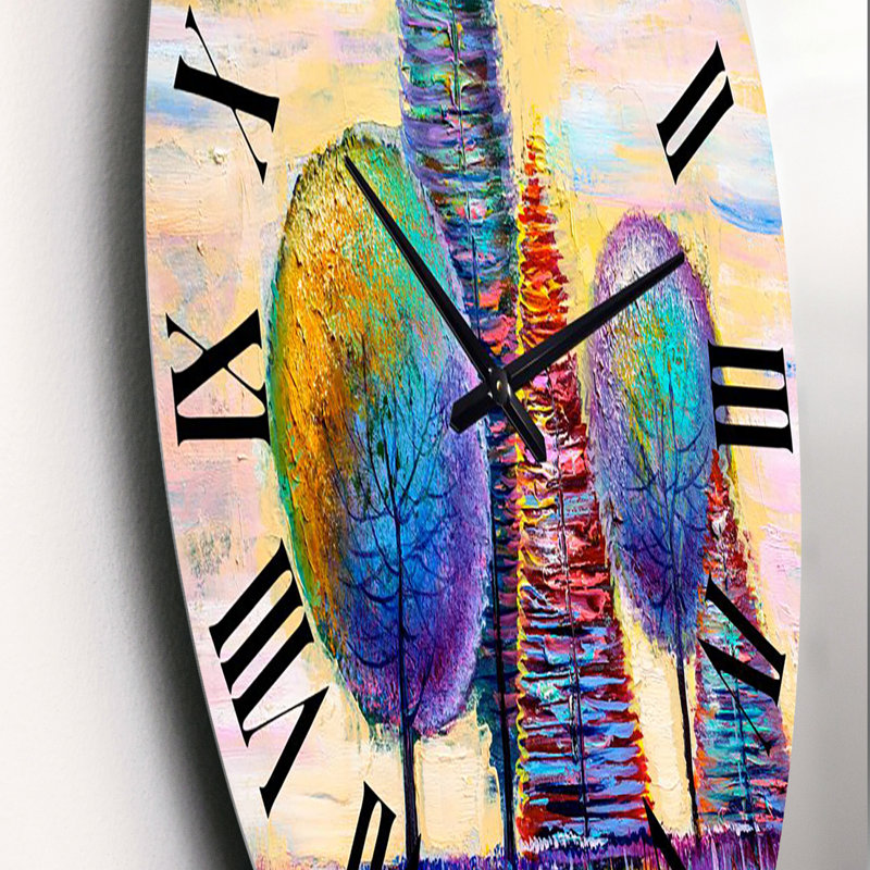 Autumn Coloured Forest Treescape VII - Modern wall clock, Small