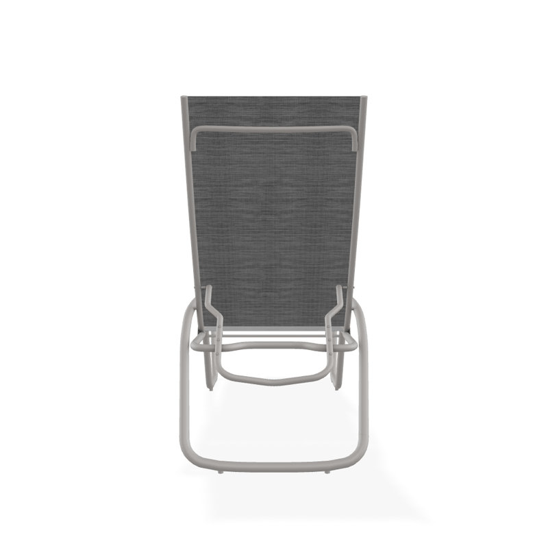 Outdoor Rust-Resistant Metal Chaise Lounge, Textured Warm Gray, Collect Charcoal