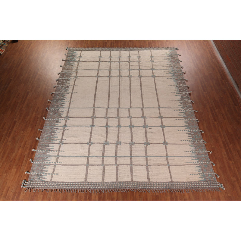 Handmade Ivory Moroccan Oriental Large Rug