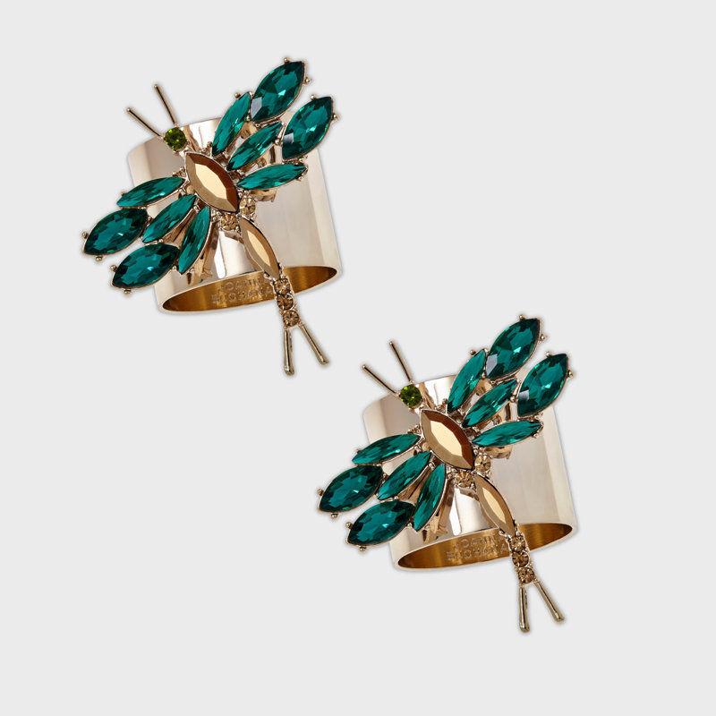 Dragonfly Napkin Rings, Emerald