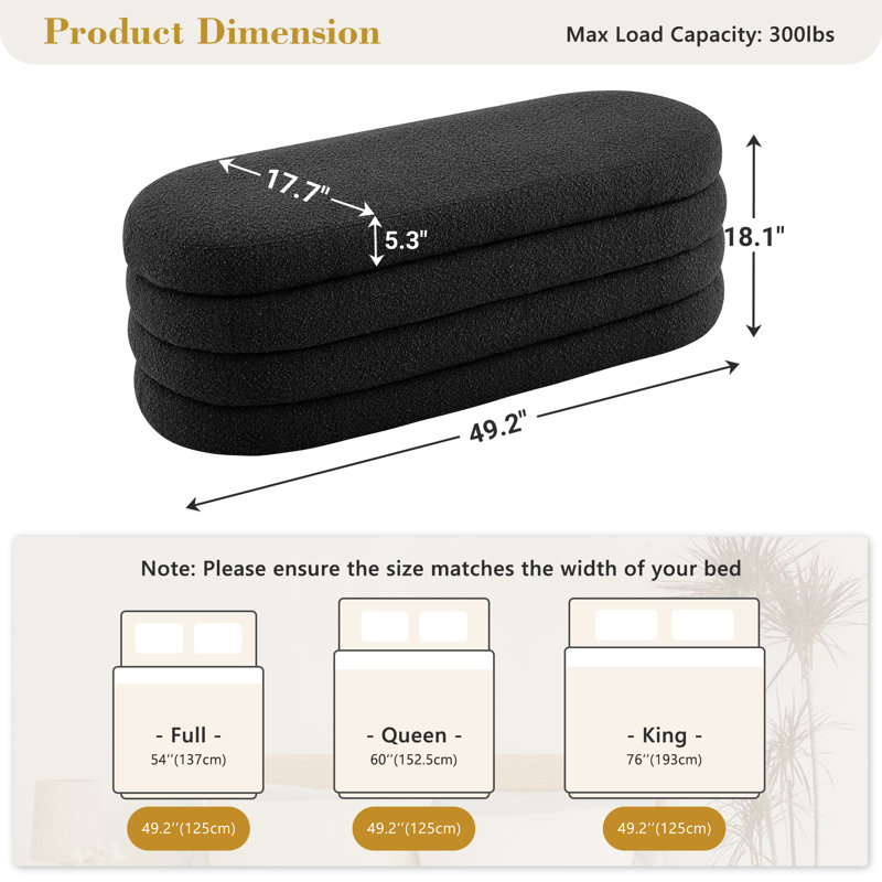 Rilie Upholstered Ottoman, Black