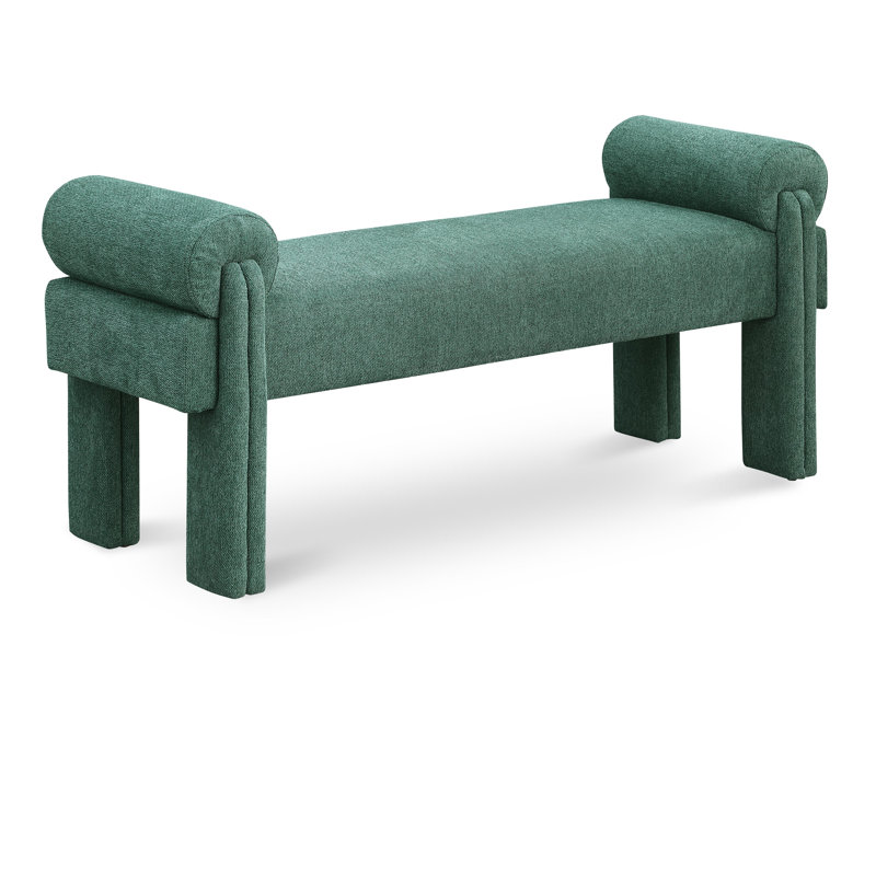 Banc rembourré Stefano, Tissu de polyester vert