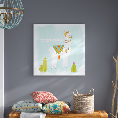 Pom Pom Llama Rama II by June Erica Vess - Wrapped Canvas Painting