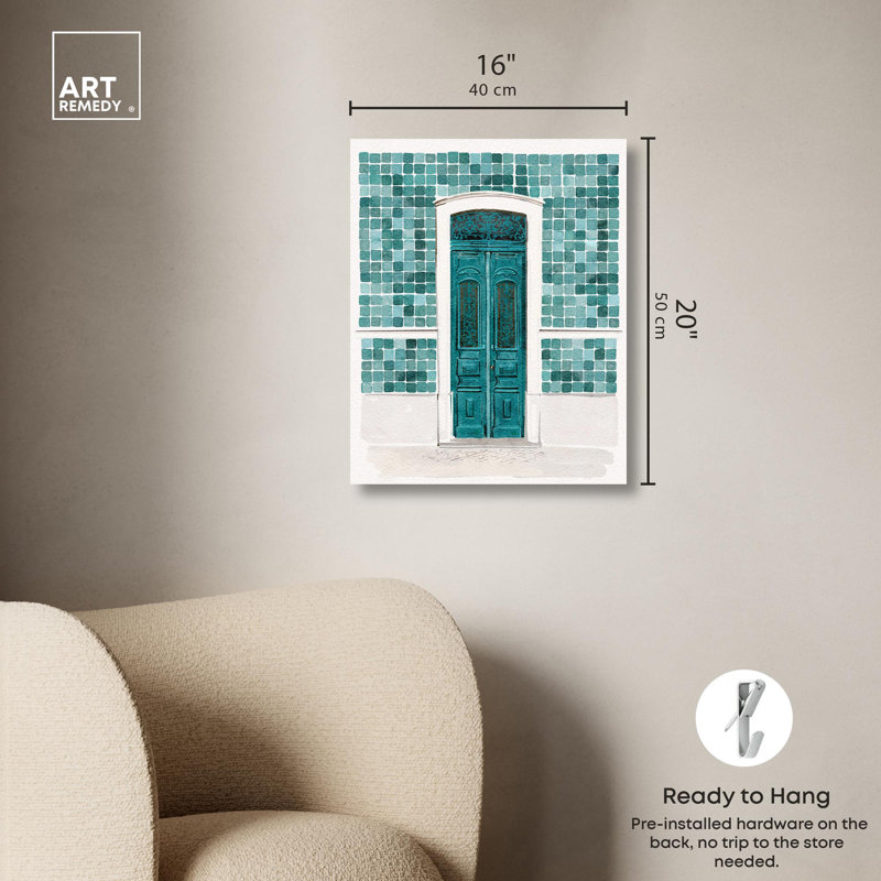 "Absolument Sarcelle" sur toile, impressions rétro par Everly Quinn, Toile tendue, H 20 po x l 16 po