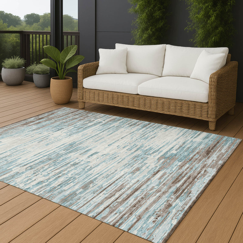 Machine Washable Indoor/Outdoor Chantille ACN2767 Modern Rug, Teal, 10' x 14'
