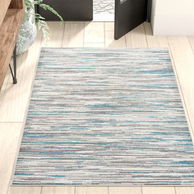 Oritz Abstract Linear Stripe Gray/Blue Rug