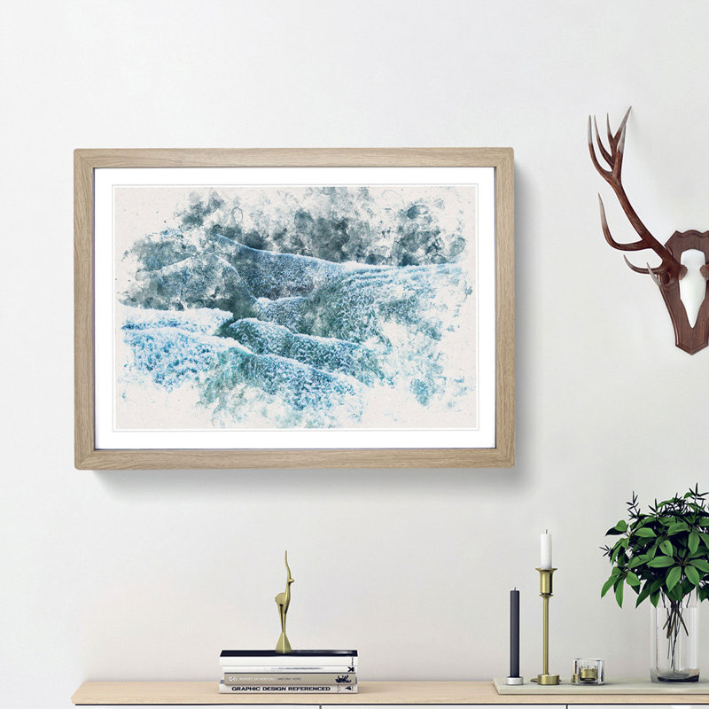 San Francisco Beach - Picture Frame Painting Print, 33cm H x 45cm W x 2cm D, Oak Framed Framed