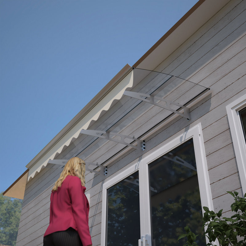 Window Awning Canopy Made Of 0.137Inch Thick Solid Polycarbonate Sheet With Valance For Masonry Concrete Wall House Only.,Sunshade Conapy