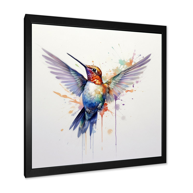 «Graceful Hummingbird I», reproduction d'art sur toile, H 30 po x l 30 po x P 1 po, Cadre simple noir