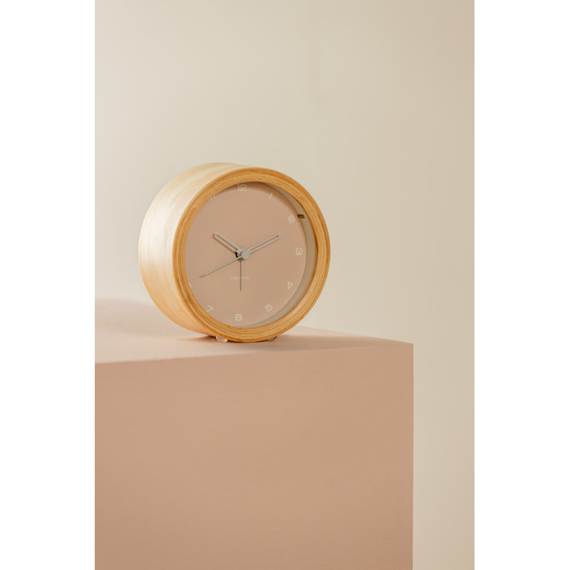 Wood Mechanical Alarm Tabletop Clock, Pink