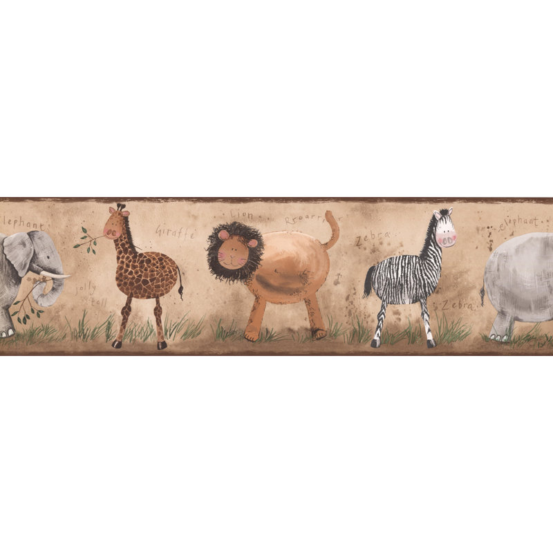 Bordure murale lion girafe éléphant zèbre