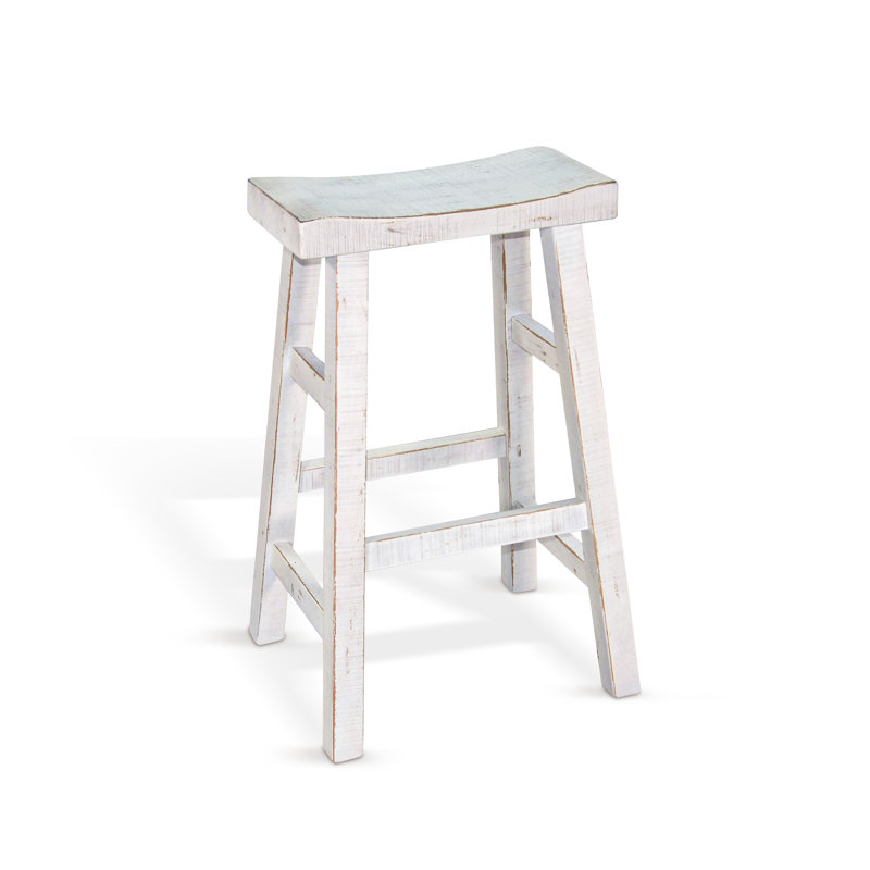 Anneliesa Solid Wood Counter Stool, Counter Stool (24" Seat Height), White