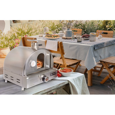 Mont Alpi Mapz-SS 12000 BTU Comptoir de table multi-carburant en acier inoxydable Cuisine de cuisine portative pour l'extérieur Cuisine au gaz propane Cuisson au four Gril à rôtir - Pierre à pizza incluse